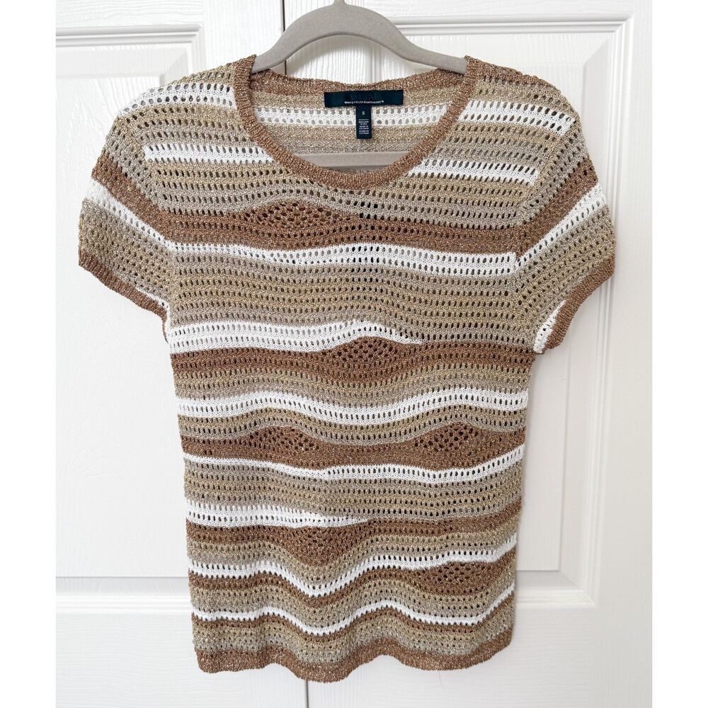 White House Black Market Metallic Stripe Sweater Tee - size small
